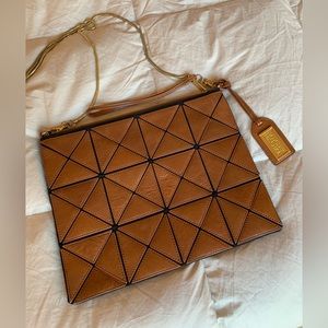 Badgley Mischka cognac leather crossbody bag & clutch